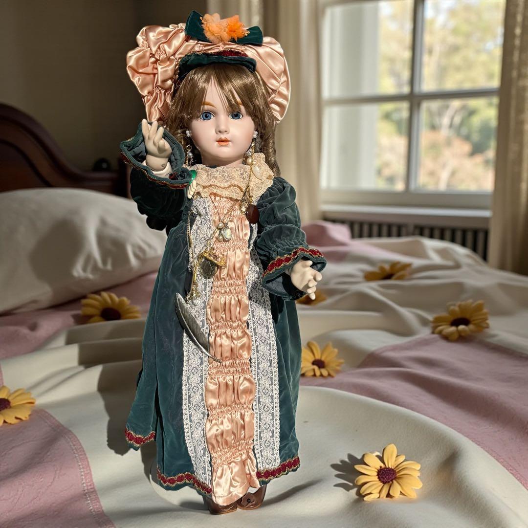 焼きみかん ビスクドール アーテー グリーン ピンク ロングドレス ボネ