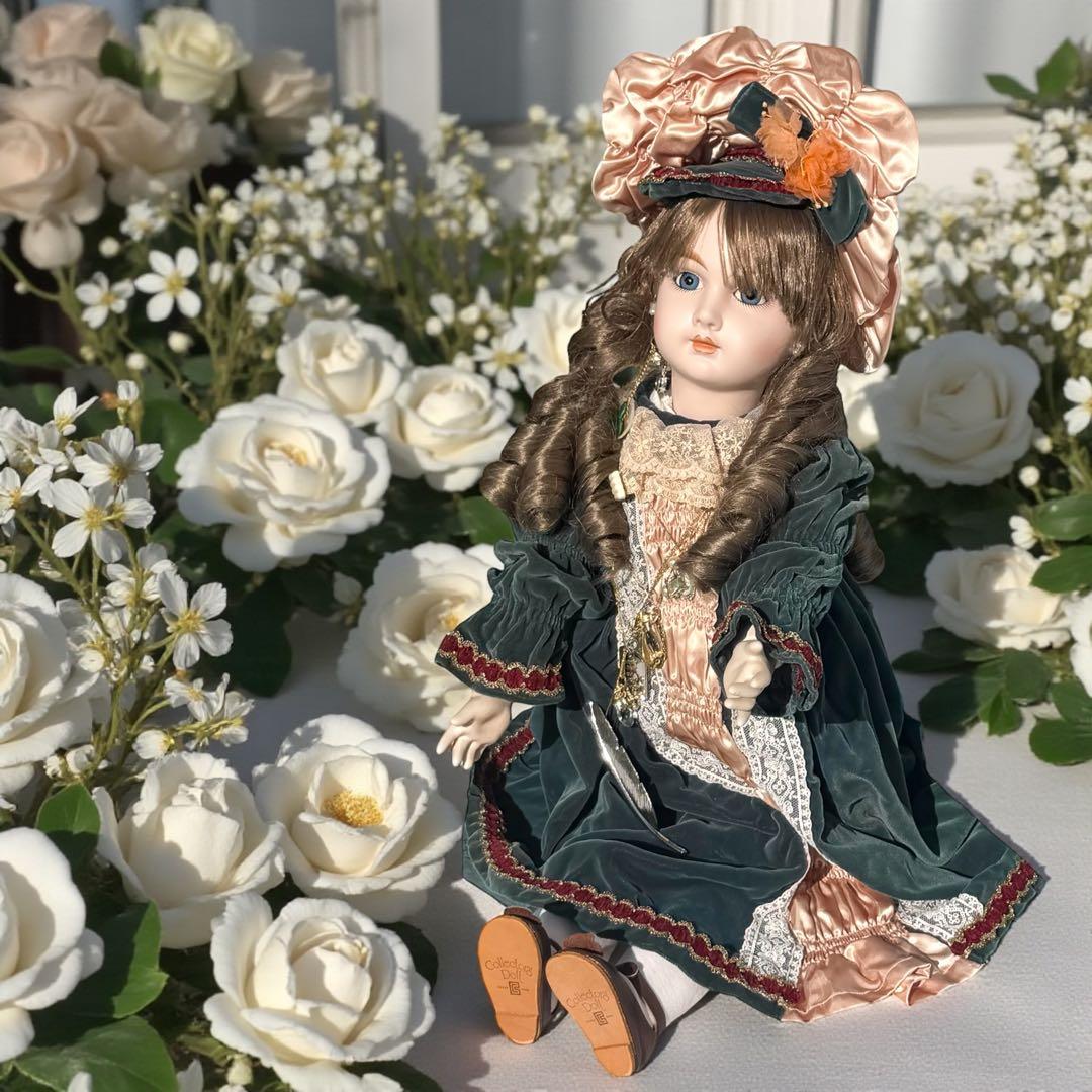 焼きみかん ビスクドール アーテー グリーン ピンク ロングドレス ボネ