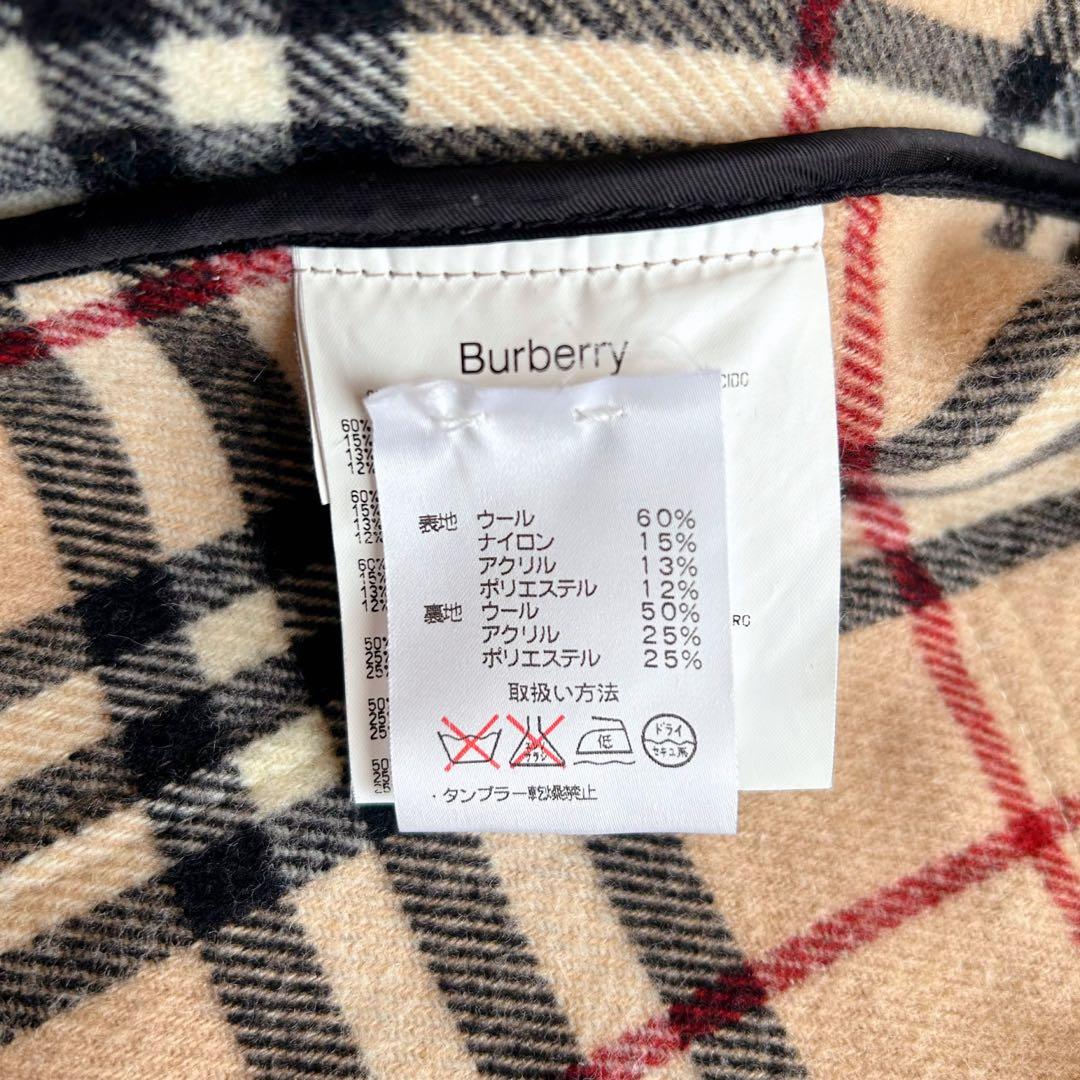 大きいサイズ✨ バーバリー　ウールコート　ノバチェック　ベージュ　刺繍ロゴ　44