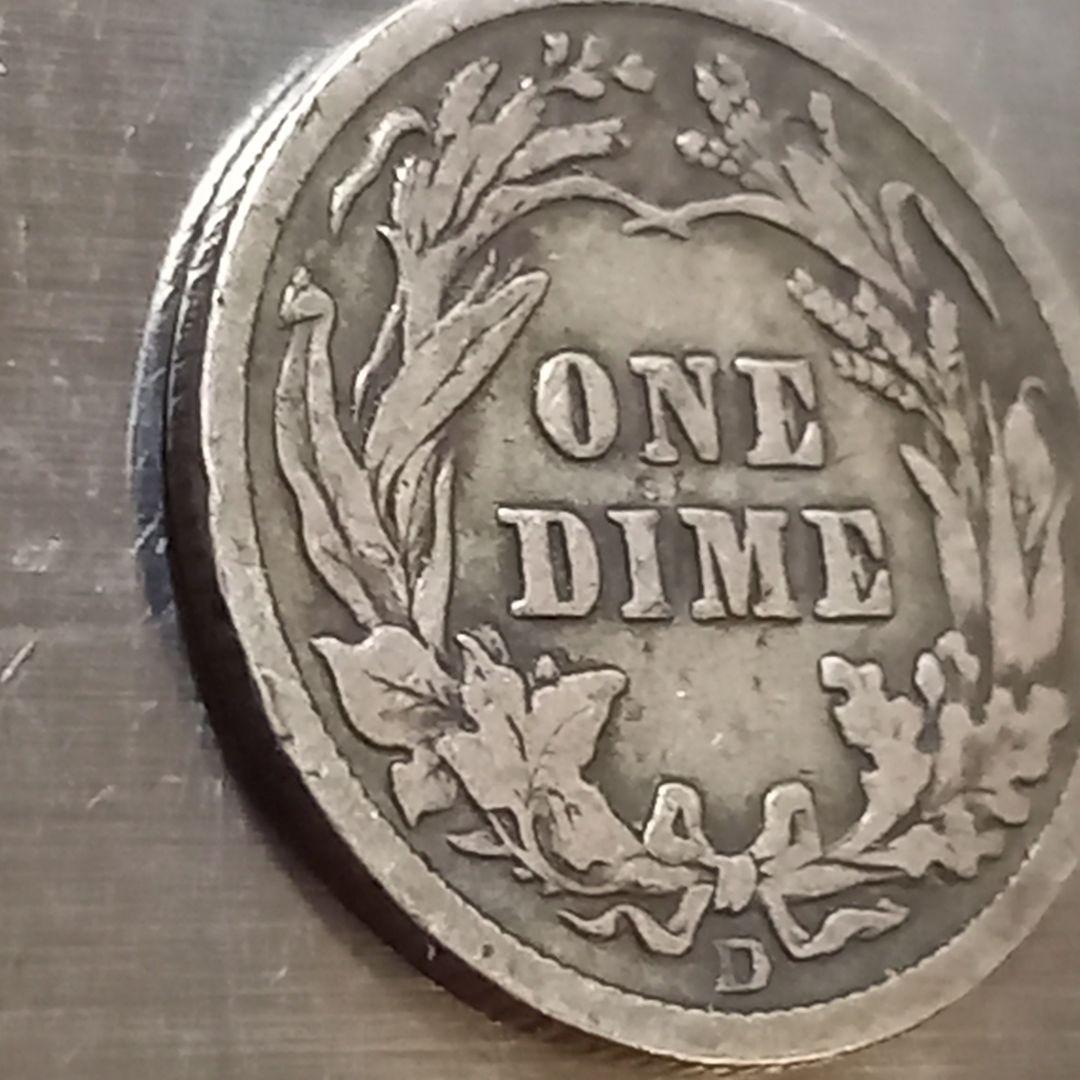 レア 銀貨 1914年 アメリカ 1ダイム バーバー ミントD