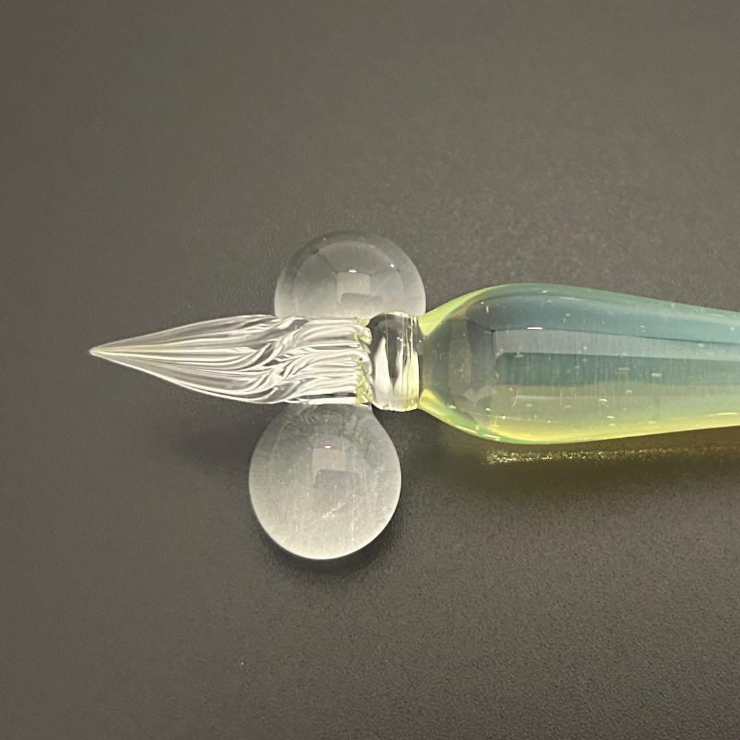 【値下げ】HASE硝子工房　ガラスペン イエローグリーン