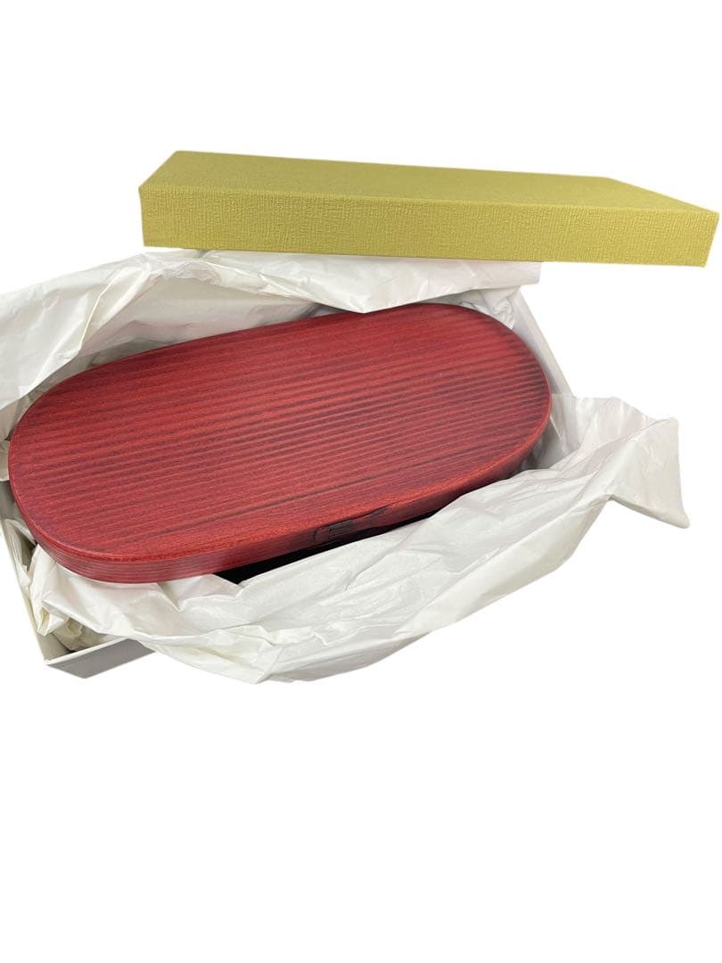 ⭕️弁当箱 赤　仕切り付き　会津塗　大館曲げわっぱ