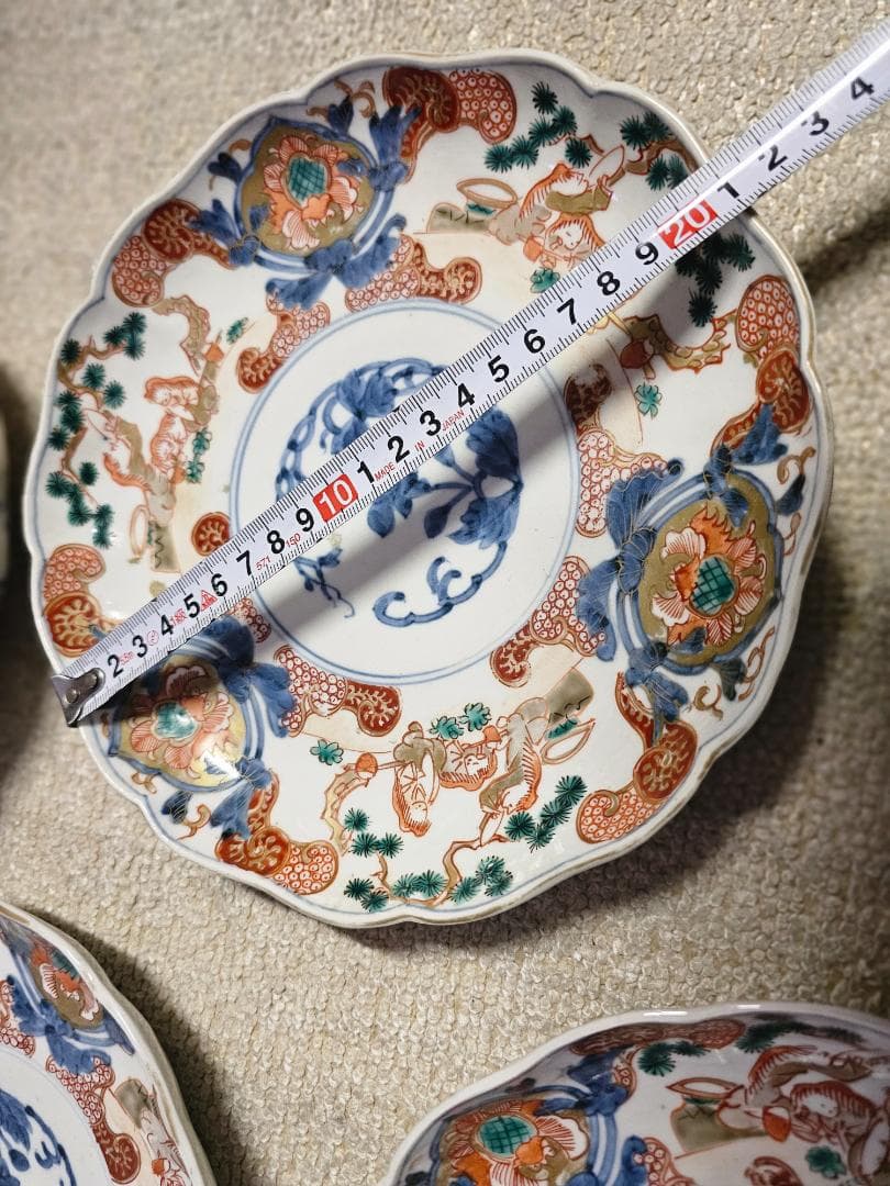 夏*J様 豪華‼️ 幕末明治の染錦 7寸中皿 小皿 なます皿 向付け 各種５客づ