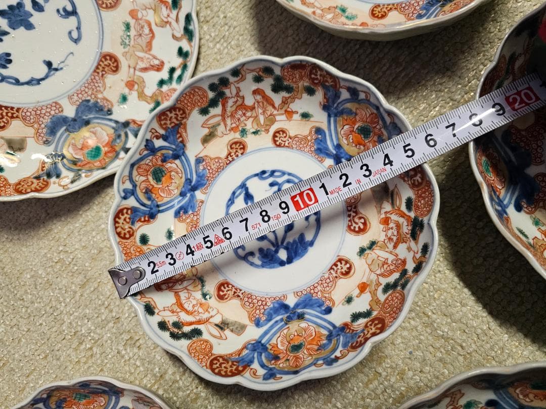 夏*J様 豪華‼️ 幕末明治の染錦 7寸中皿 小皿 なます皿 向付け 各種５客づ