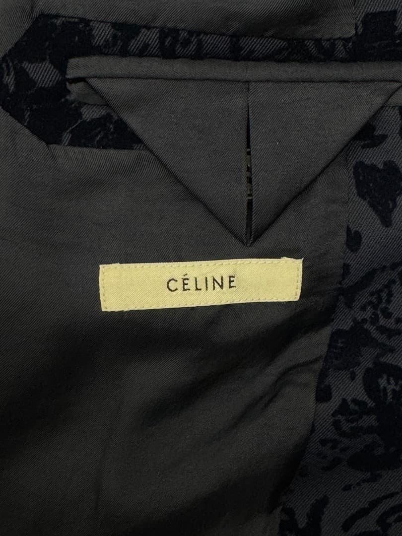 セリーヌ フラワージャガード コート 36 ネイビー CELINE チェスター