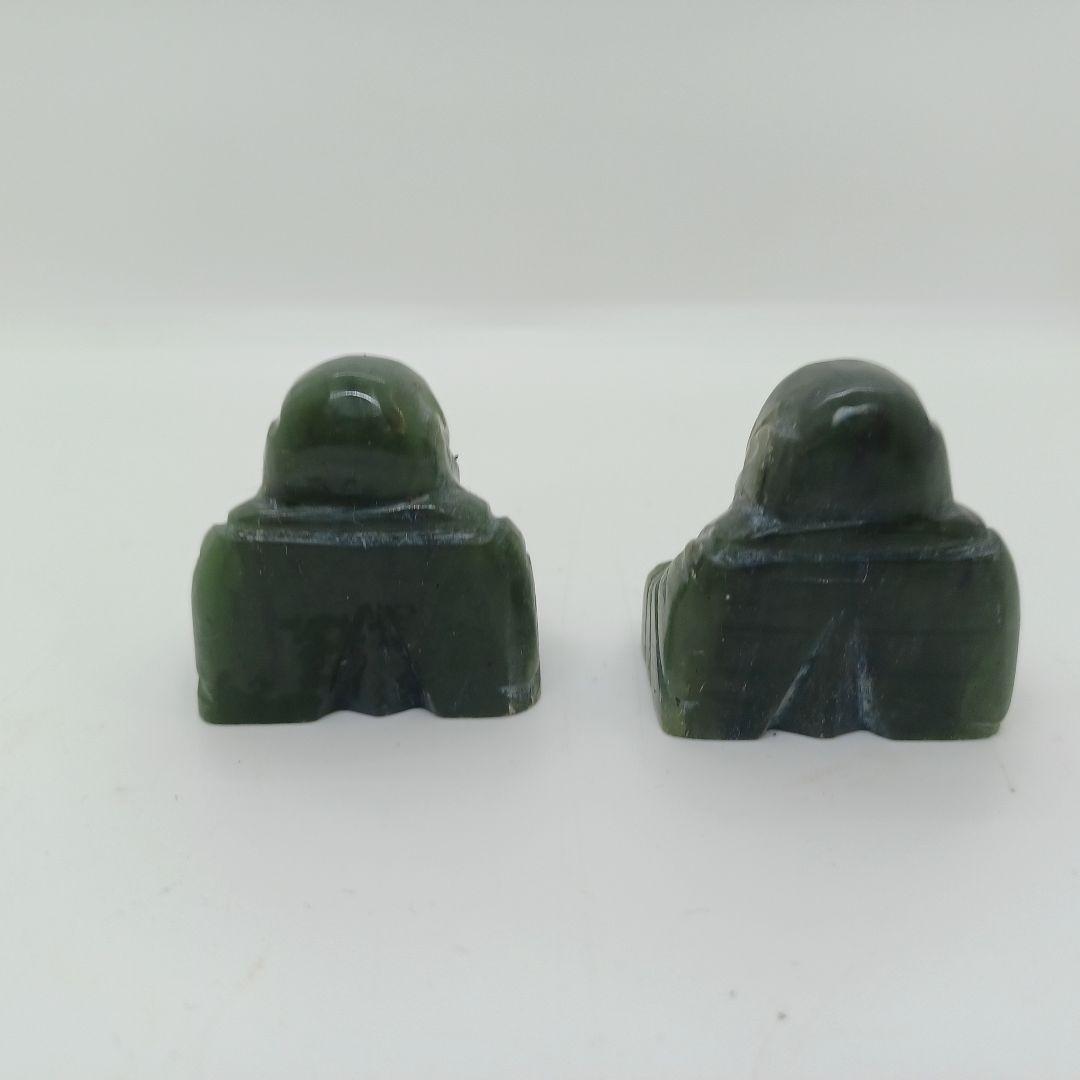 【新品】天然 本翡翠 仏像 彫刻品 宝石 全長3.8cm 2体セット