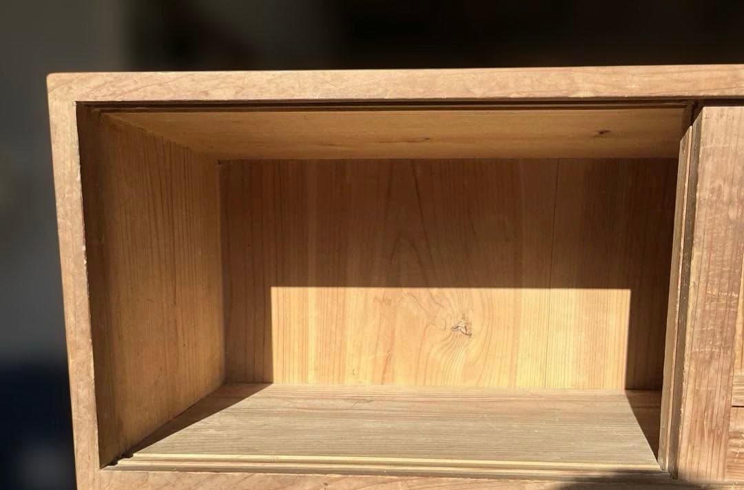 送料込　昭和レトロ　古民家　木製下駄箱　棚　引き戸　キャビネット　アンティーク