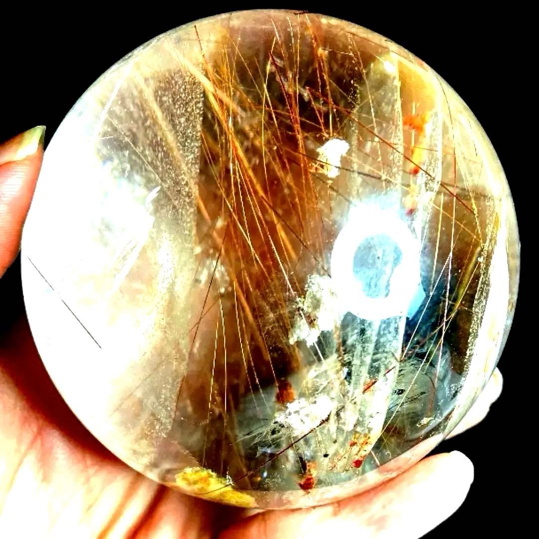 超特大　83mm ゴールドレッドブロンズルチルクォーツ　針水晶　パワーストーン