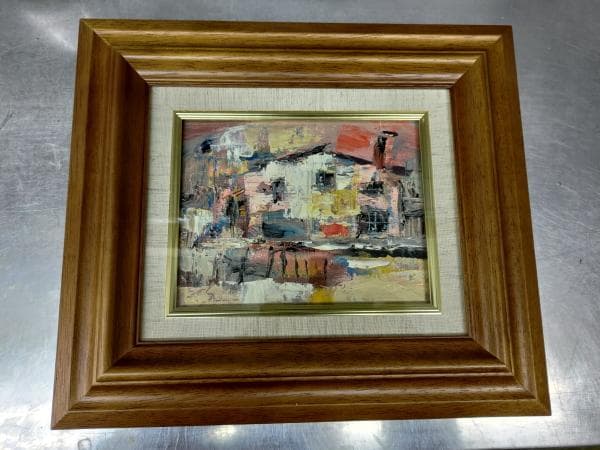 津島俊介の油絵と額のセットです。　ディスプレイにいかがですか！