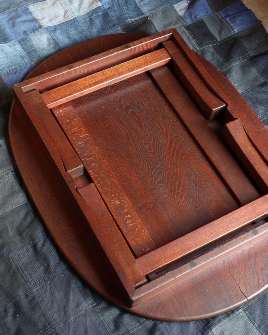 栓(セン)の小判型ちゃぶ台　古道具 古家具 アンティーク レトロ カフェ 古民家