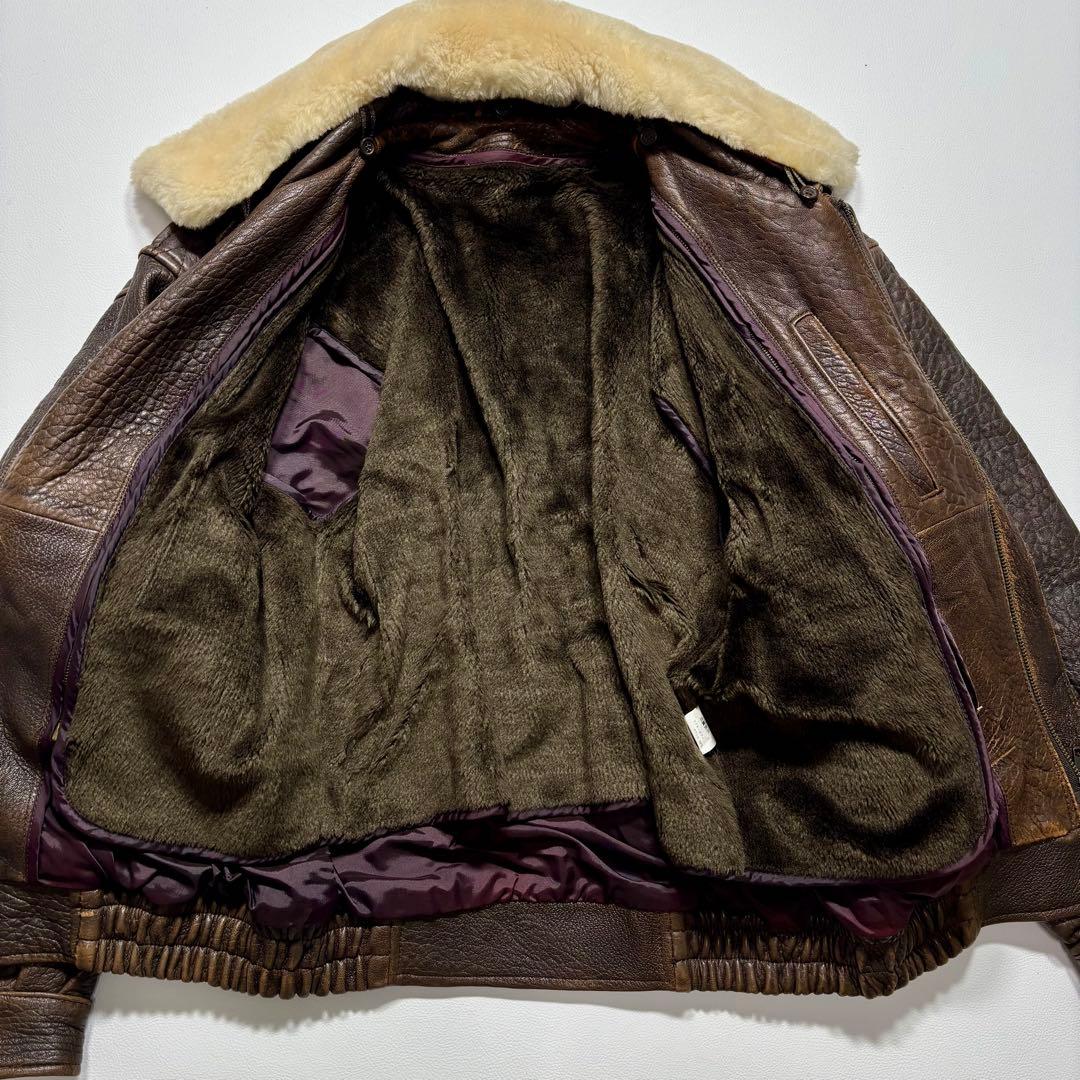 G-1 A-2 ラムレザー フライト ジャケット ブラウン ライナー付き L相当