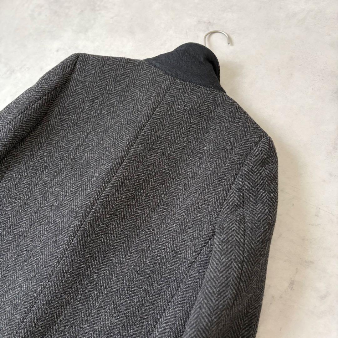 マーガレットハウエル ヘリンボーン ウールコート グレー Ⅱ 比翼ボタン