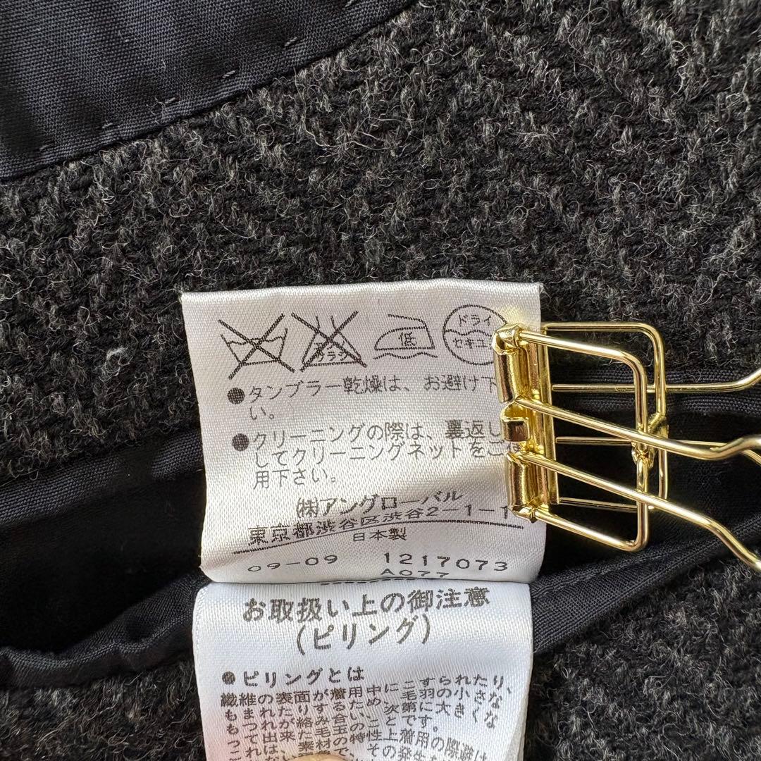 マーガレットハウエル ヘリンボーン ウールコート グレー Ⅱ 比翼ボタン