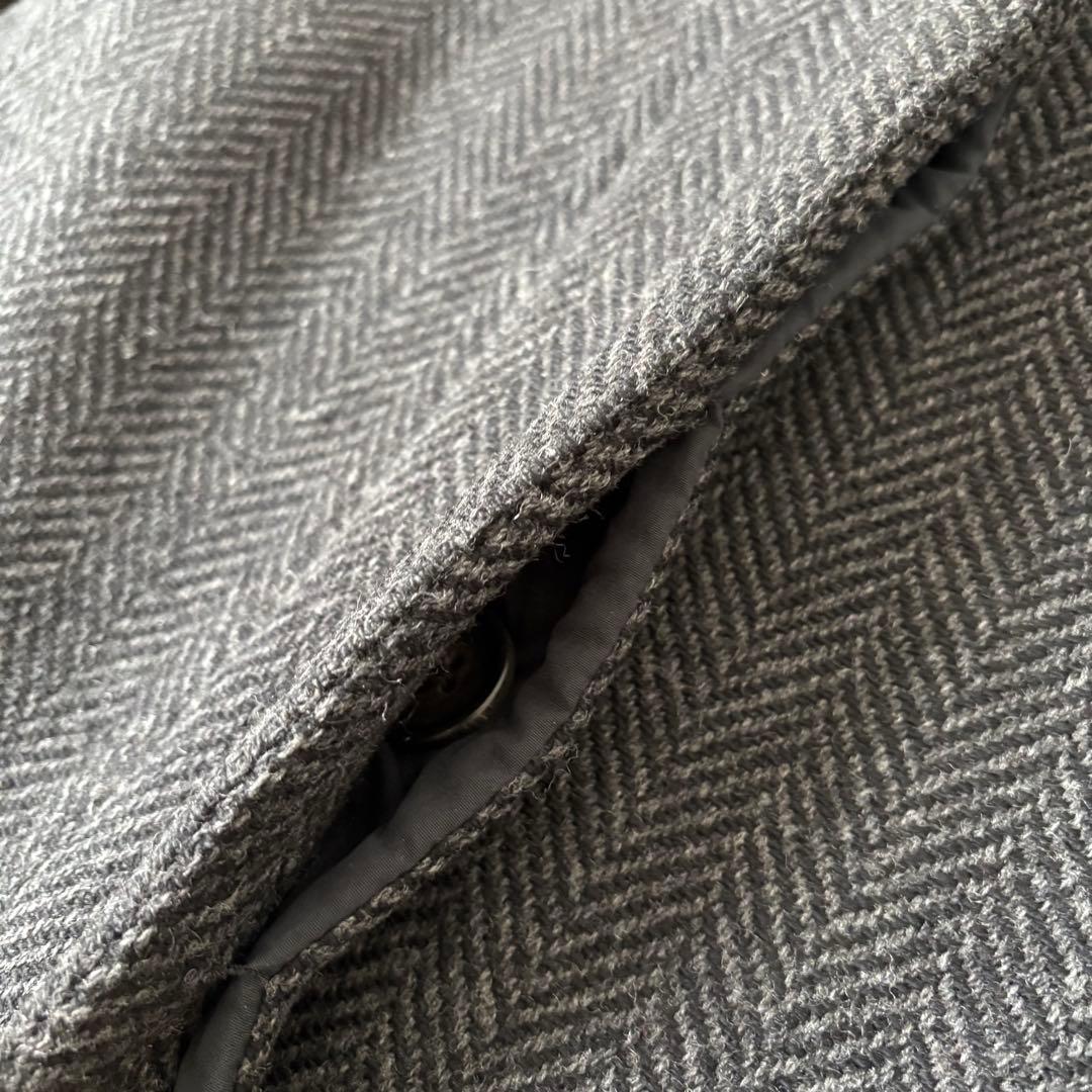 マーガレットハウエル ヘリンボーン ウールコート グレー Ⅱ 比翼ボタン