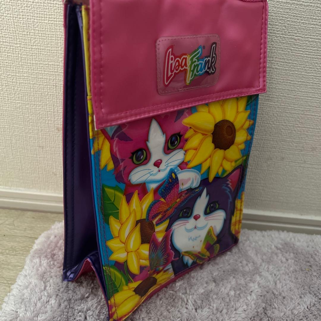 ヴィンテージ 90 年代のリサフランク猫フラワーレインボービニールランチバッグ