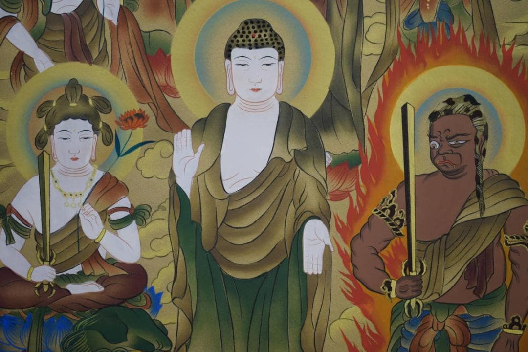 真作/福田素仙/十三仏図/十三佛図/美品/桐共箱付/布袋屋掛軸HH-105