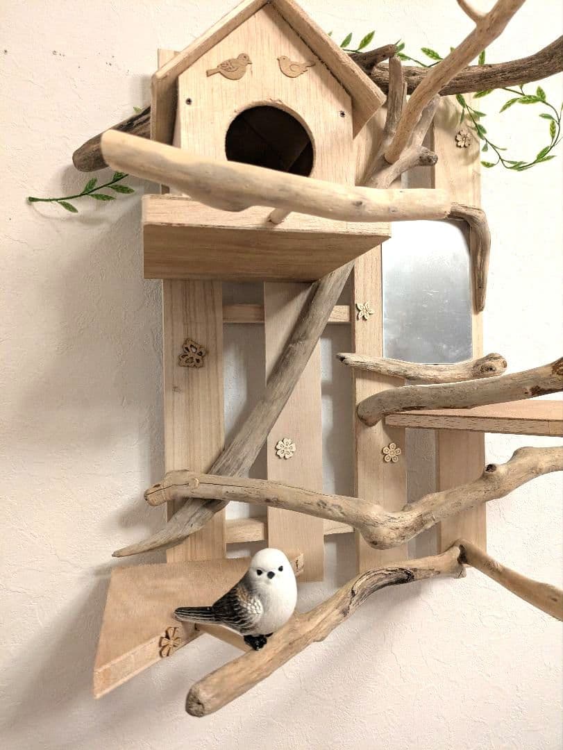 バードアスレチック　流木　壁掛け 止まり木 36バードトイ　バードジム