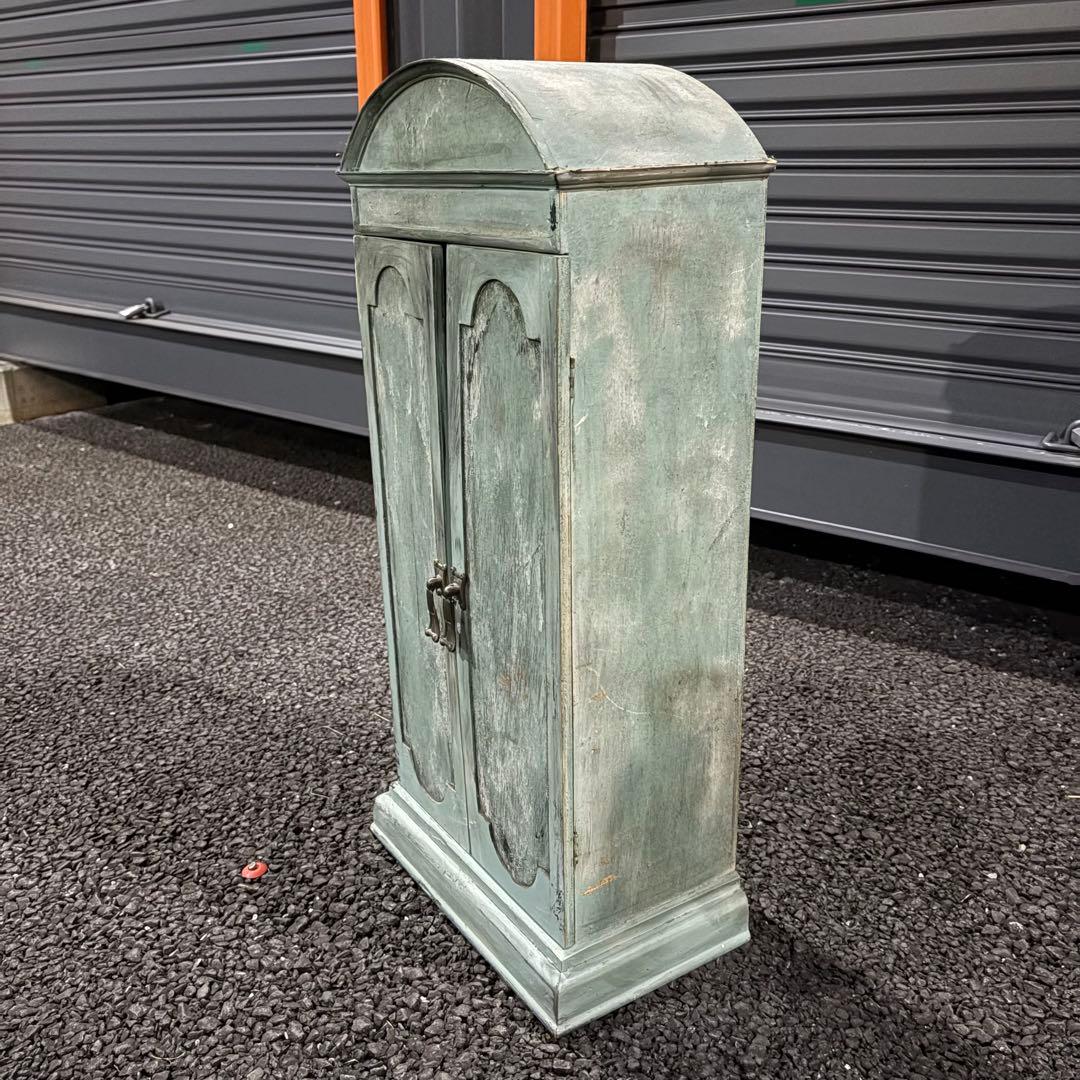 【シャビーシック】アンティーク風 キャビネット グリーン 小型収納家具