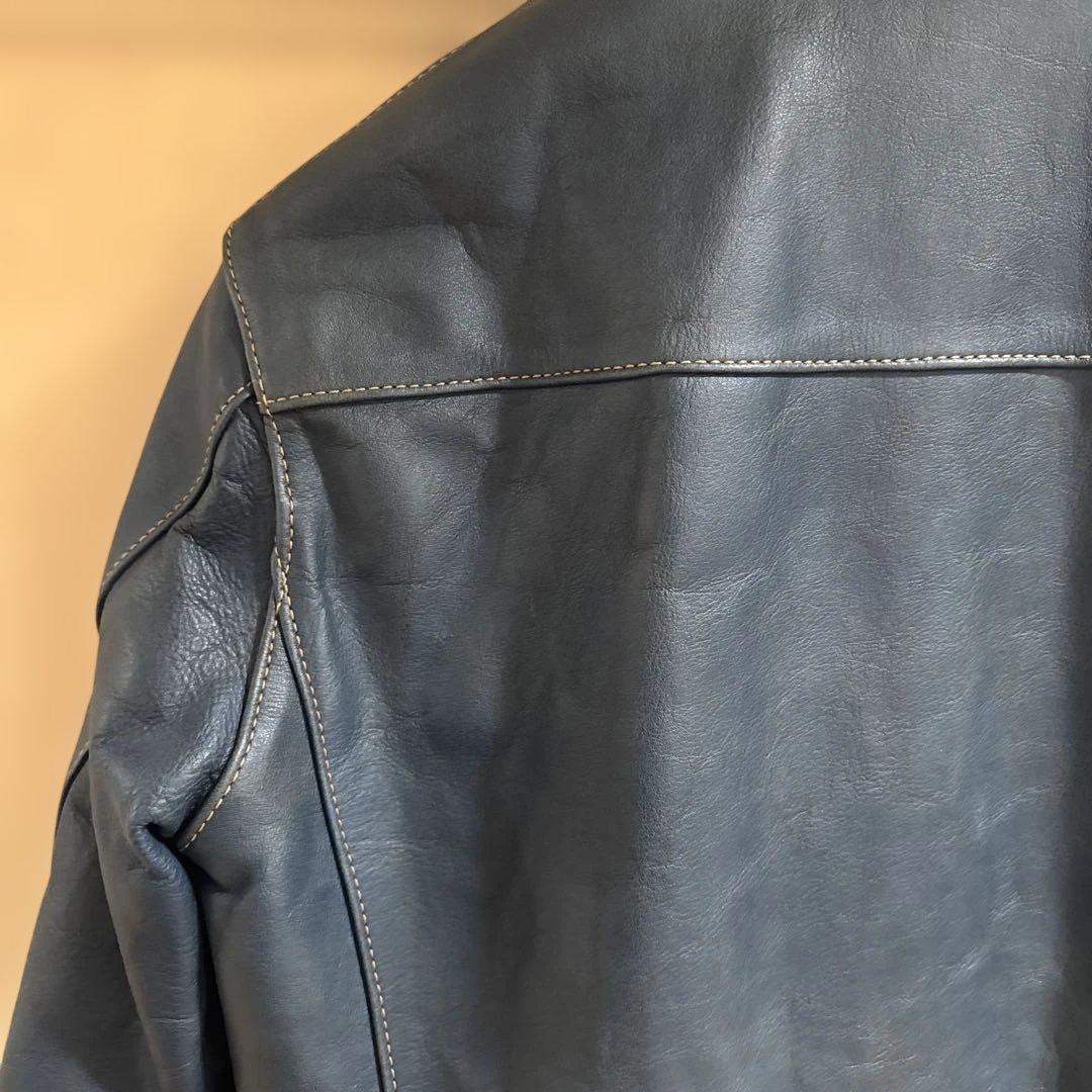 天神ワークス　コバルトブルー　JT-01 シングルジャケット　レザージャケット