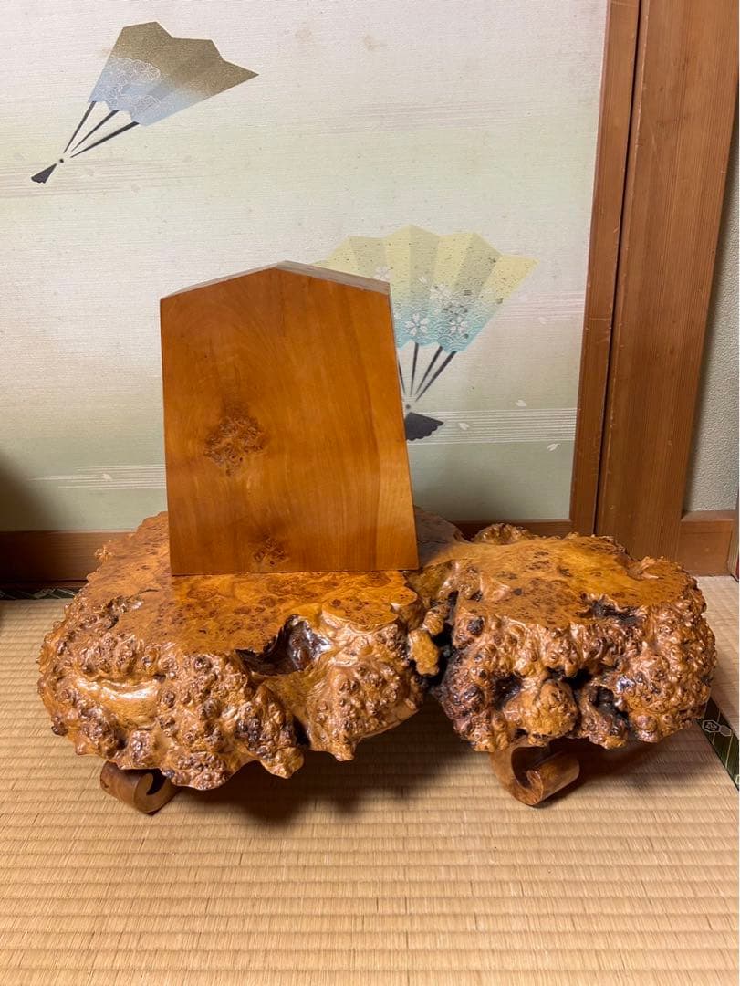 瘤花台　王将　置き物　天然木