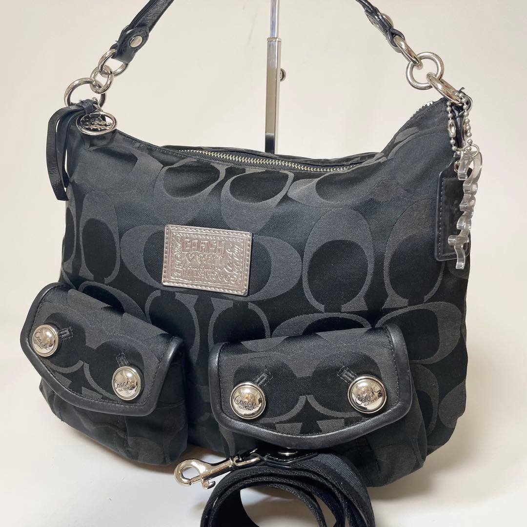 美品✨COACH ショルダーバッグ poppy 2way 大容量 黒 y2k
