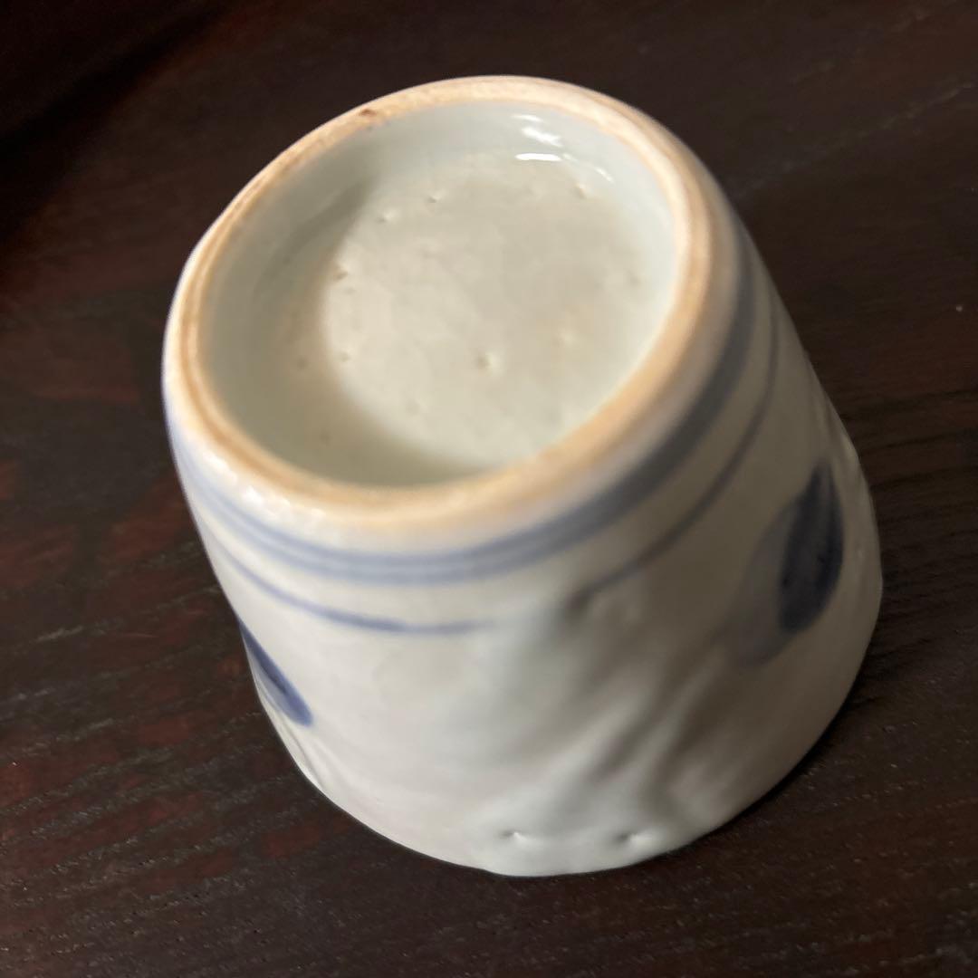 古伊万里染付丸文蕎麦猪口　生掛け　くらわんか　江戸前期　白磁　検:白洲正子　李朝