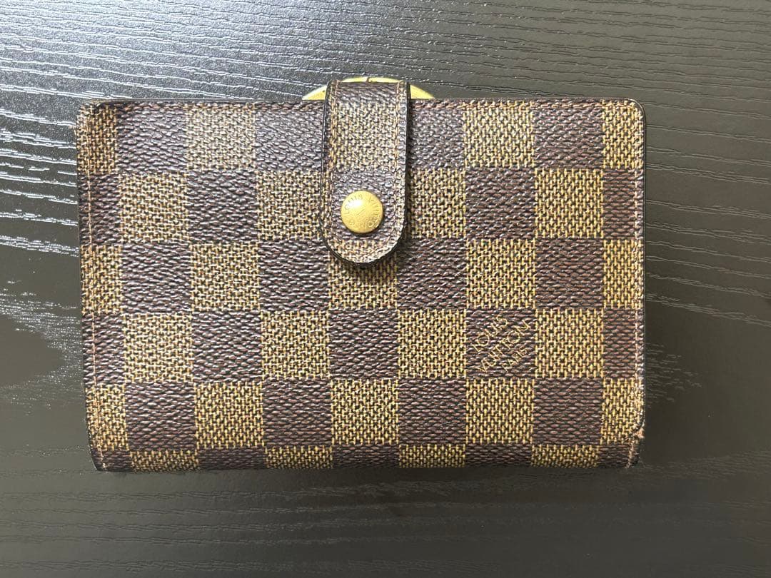 LOUIS VUITTON 2つ折り財布/レザー/WHT/チェック