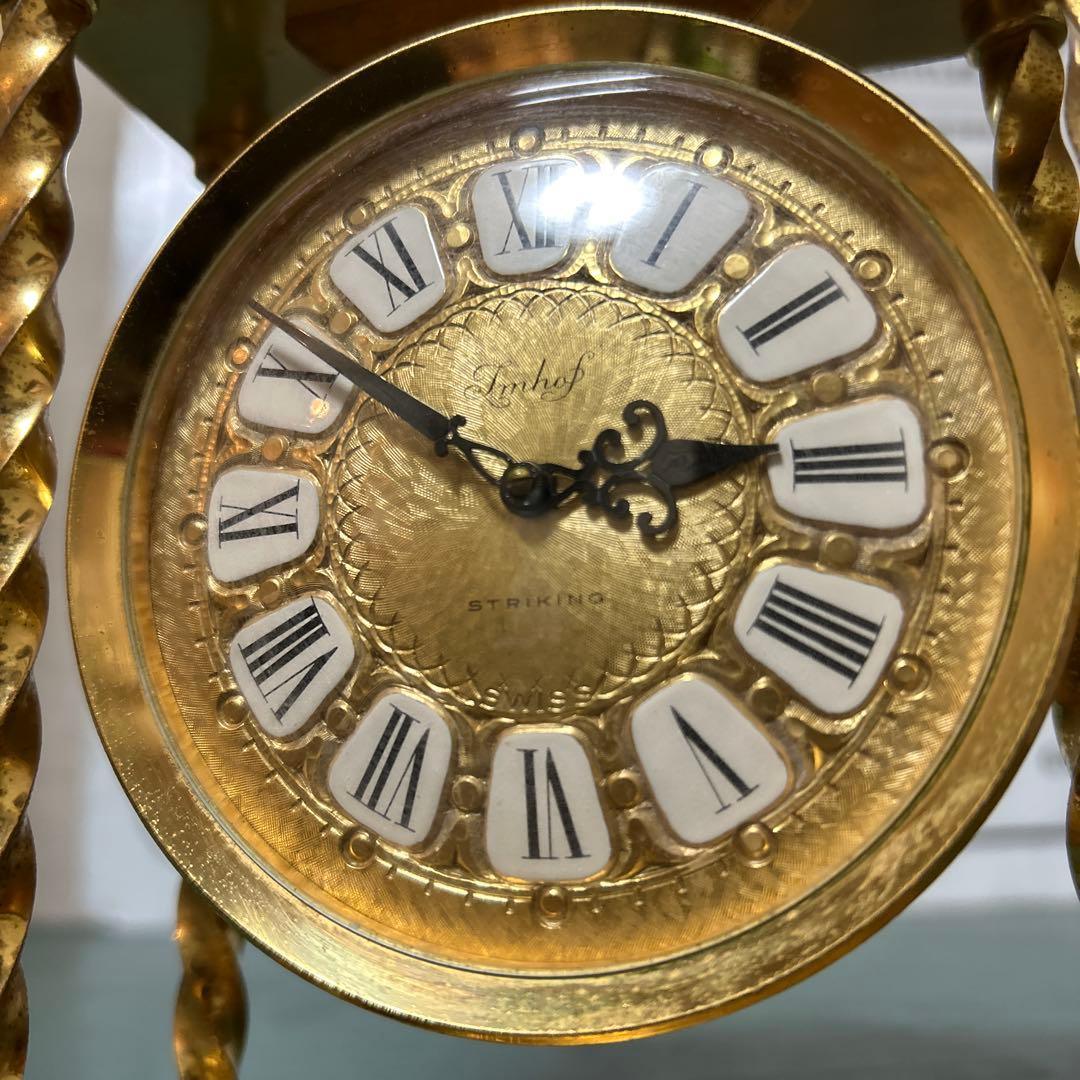 ヴィンテージ TMHOP STRIKING 置き時計 ゴールド スイス製