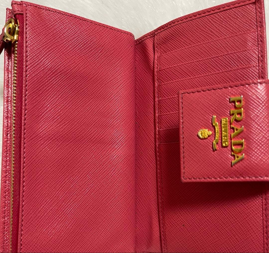 【PRADA】プラダ財布☆サフィアーノ☆コンパクトウォレット☆ピンク美品