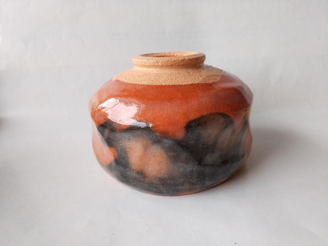 楽焼 三代 佐々木松楽 作 赤茶碗 赤楽茶碗 共箱 共布 栞 茶道具 茶碗 新品