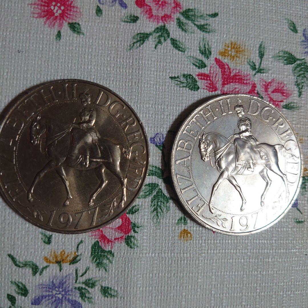 1977年 エリザベス2世 銀製 2枚セット