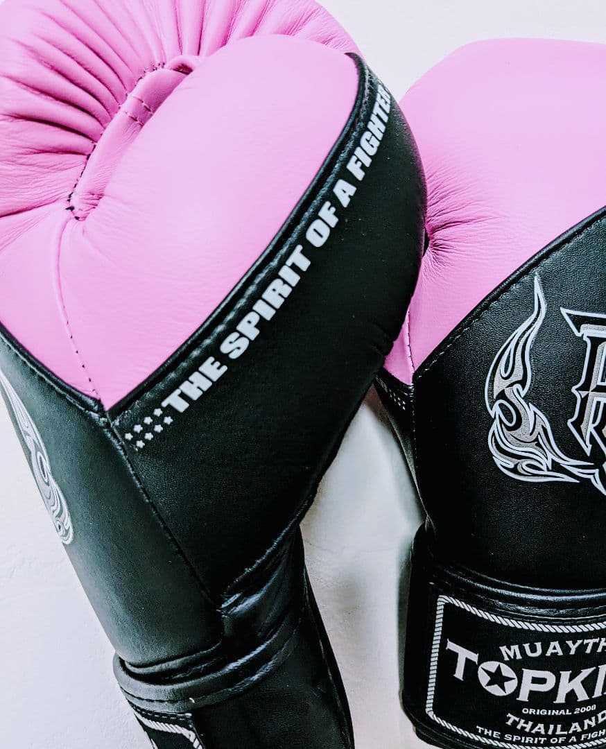 未使用TOPKING 本革ボクシンググローブ 10oz ピンク/黒 おしゃれ