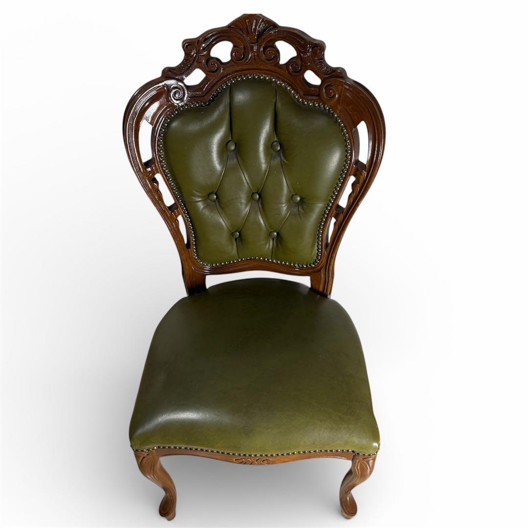 イタリアン ヴィンテージ調 ダイニングチェア レザー 猫脚 NO.3