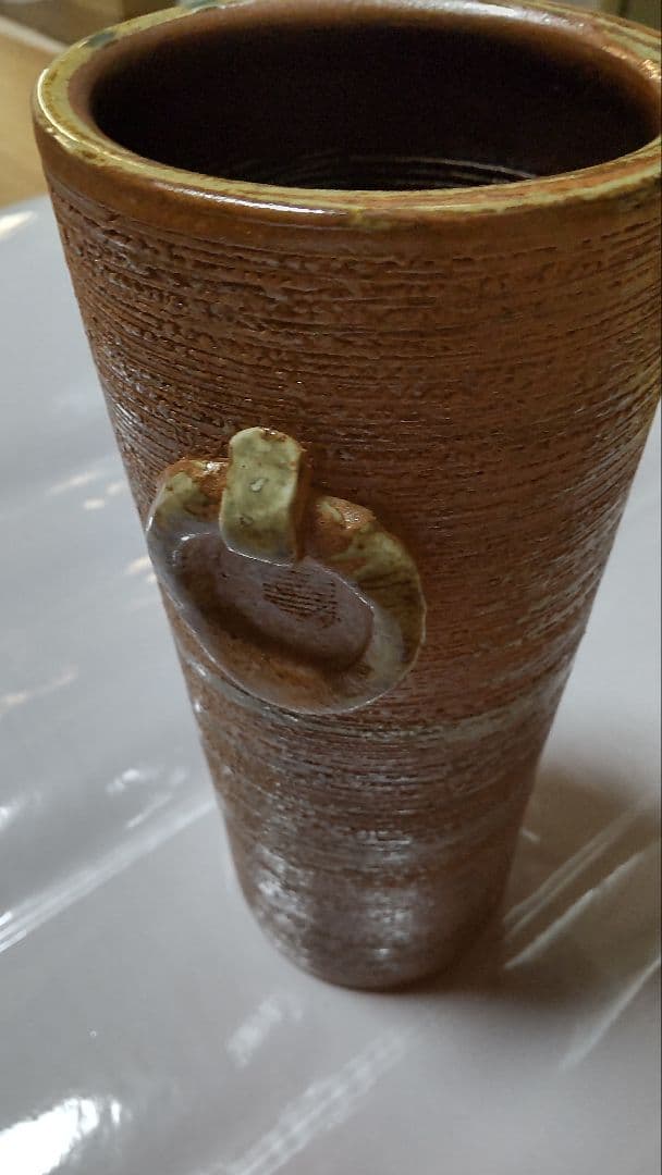 瀧口喜兵爾 織部 四方皿，信楽焼明山作花瓶耳付、古瀬戸焼森脇文直作花瓶3点セット