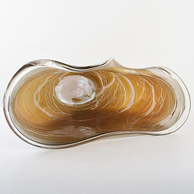 マロン富山ガラス作家安田泰三作　花器　「さざなみ」　共箱　M　R5860B