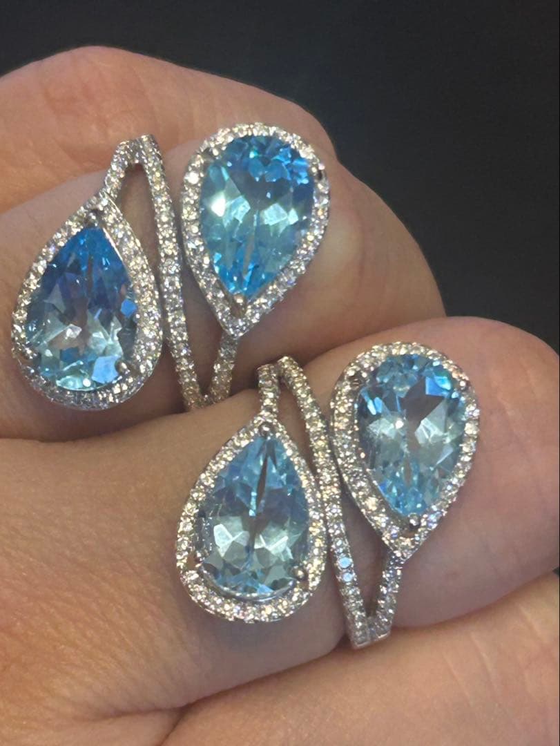 ハートちゃん❣️天然ブルートパーズデザインリング16 18号