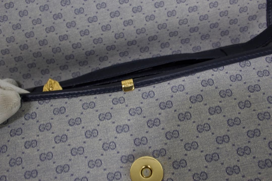 オールドグッチ　ショルダーバッグ グレー ネービー