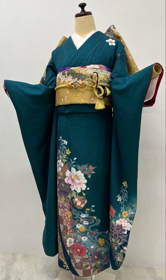 振り袖　フルセット　長襦袢付　成人式　お買い得　 金彩加工　690