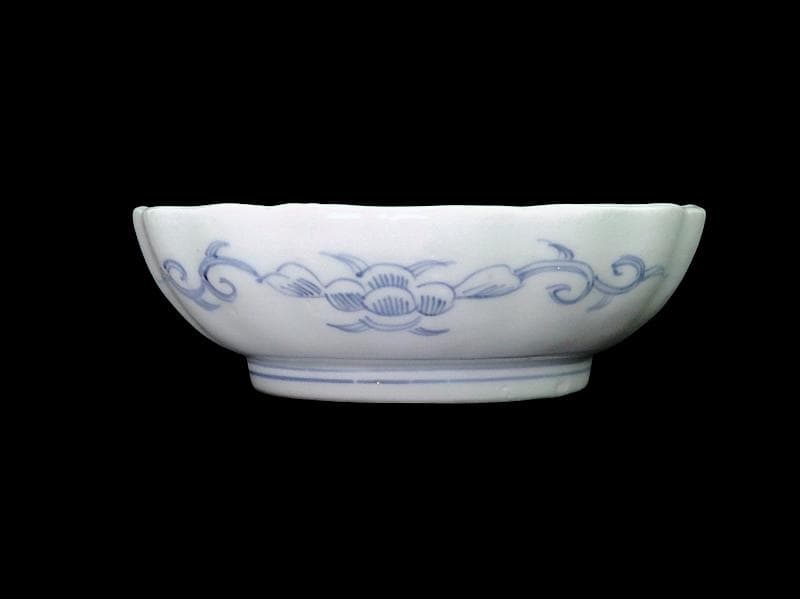 古伊万里　線描き　クルス紋に花の図　膾皿　３客　D505AS-CZp