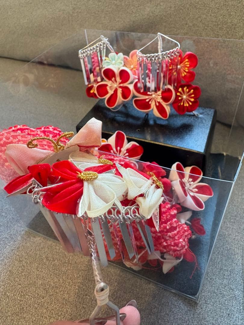 【美品　総絞り】7歳向け・正絹・総絞りのお着物セット　七五三　クリーニング済