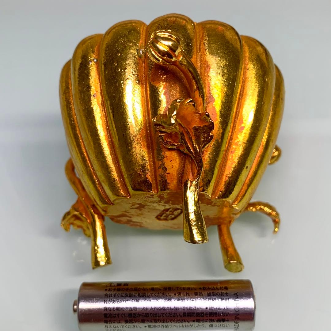 文房貝 鉢 香爐 小物入れ ジュエリーボックス凹凸金葉彫刻　置物縁起物時代物