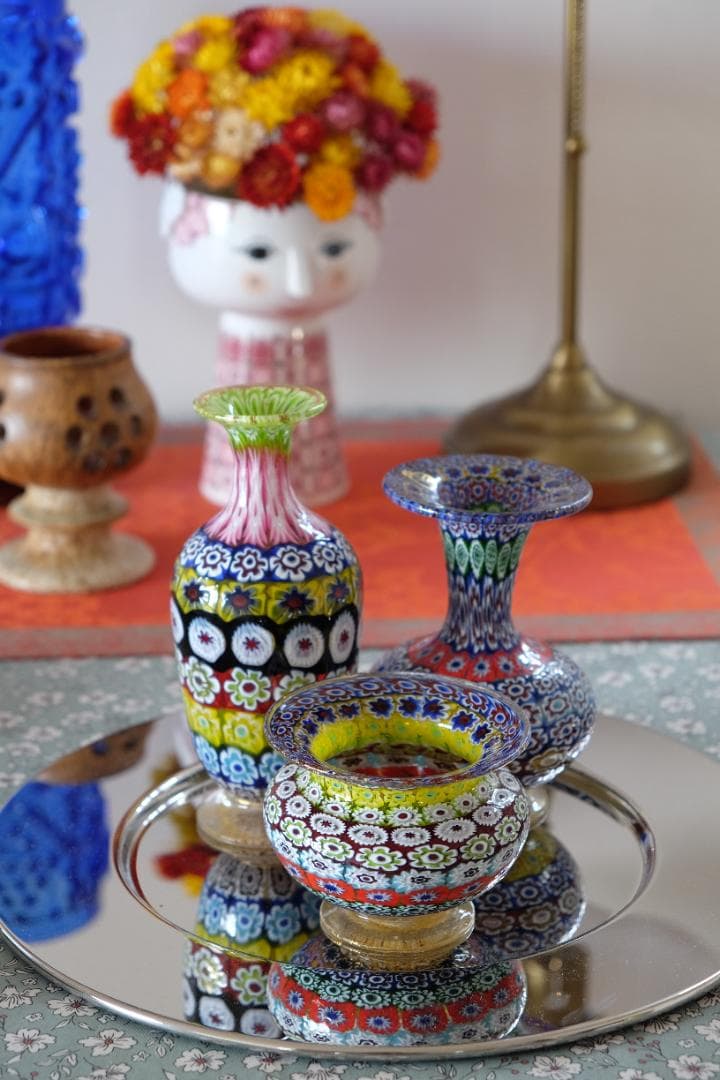 イタリア 民藝 ミルフィオリ 花瓶 検)ワイングラス 皿 江波冨士子 舩木倭帆