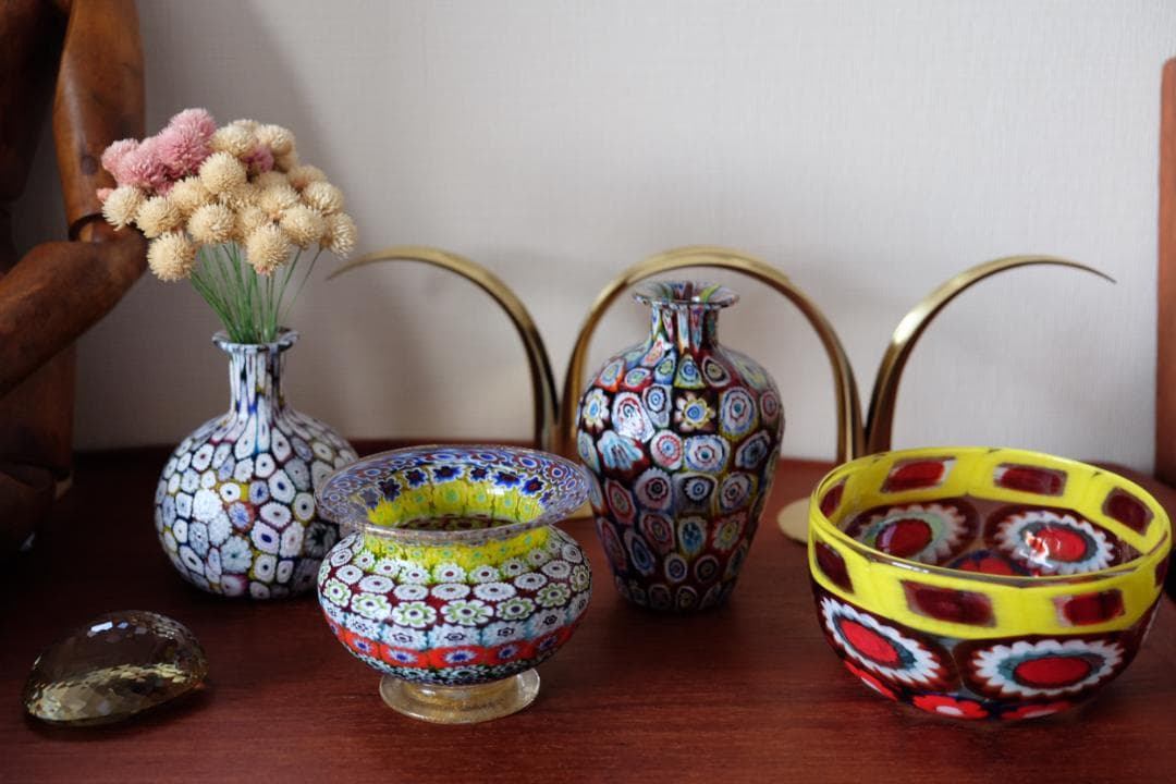 イタリア 民藝 ミルフィオリ 花瓶 検)ワイングラス 皿 江波冨士子 舩木倭帆