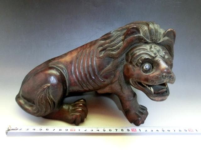 置物■珍獣 虎 唐木 古い時代物の寅 オブジェ 古木彫り 手彫り 時代物 骨董■