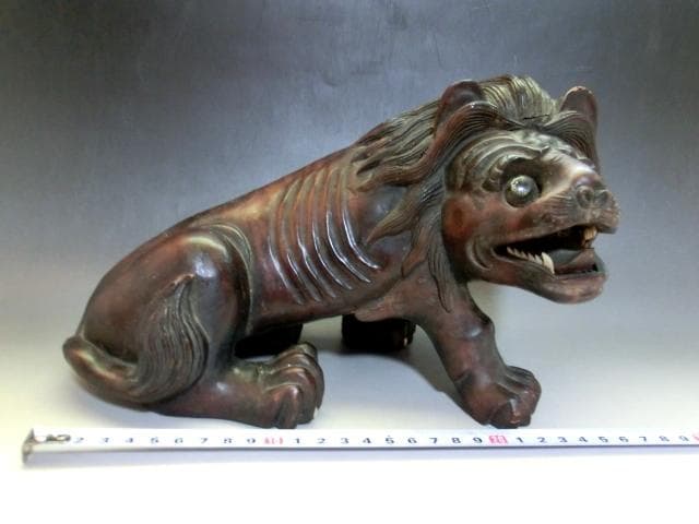 置物■珍獣 虎 唐木 古い時代物の寅 オブジェ 古木彫り 手彫り 時代物 骨董■