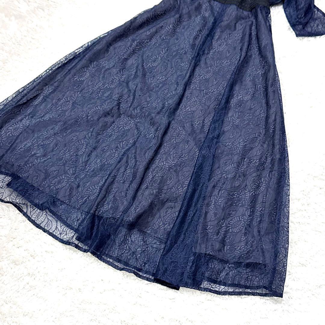 【極美品】Leja ウエストマークパフスリーブ総レースロングドレスワンピース