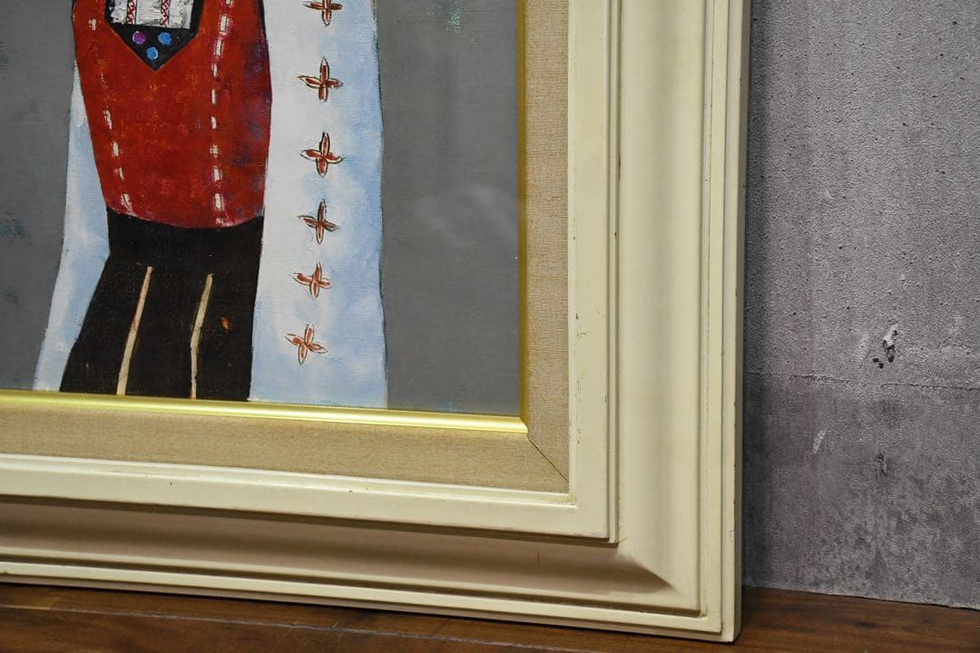 DIK100 田屋幸男 「ギリシャの少女 」 F6号 真作 油彩 人物画 額装