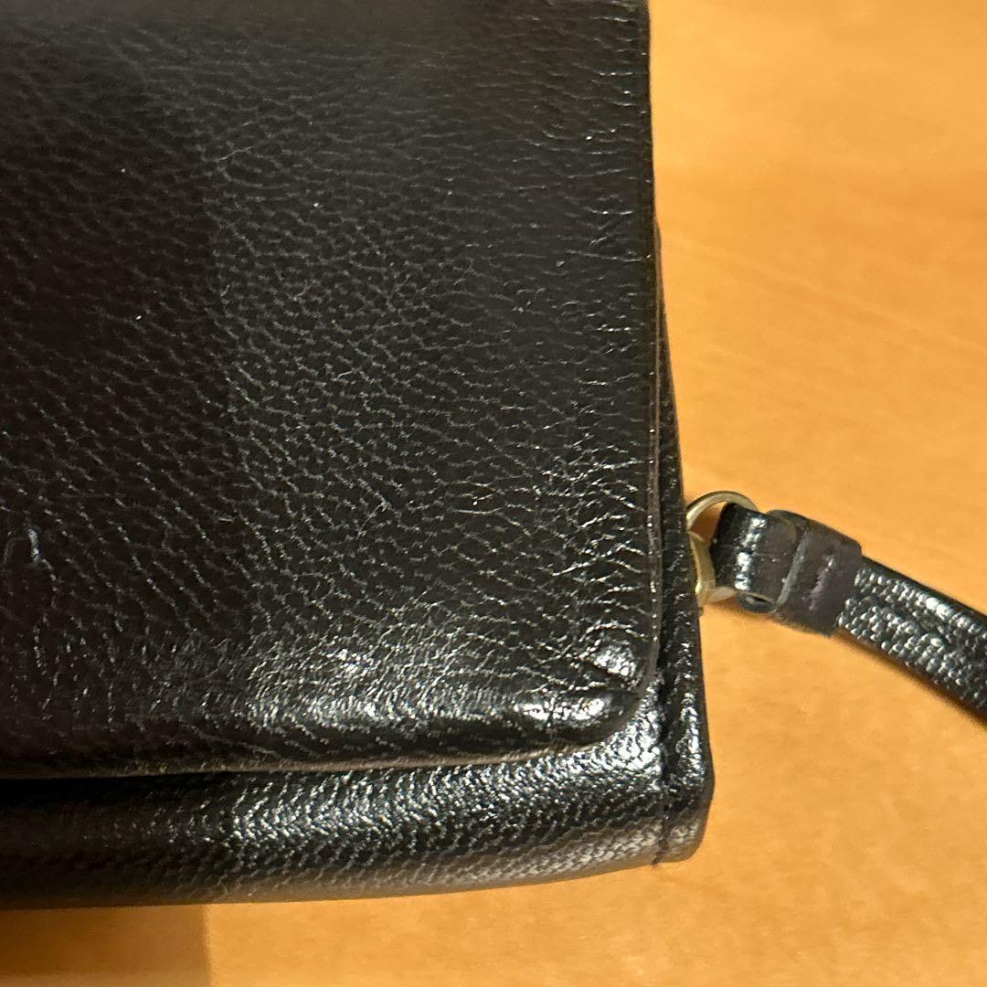 【YY 様】genten ブラックレザー 二つ折り財布 牛革 黒 男女兼用