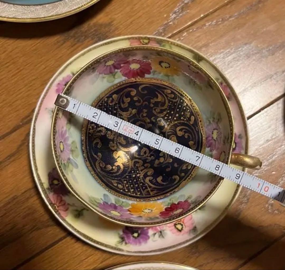 オールドノリタケ　金彩　総柄　高脚カップソーサー　花柄