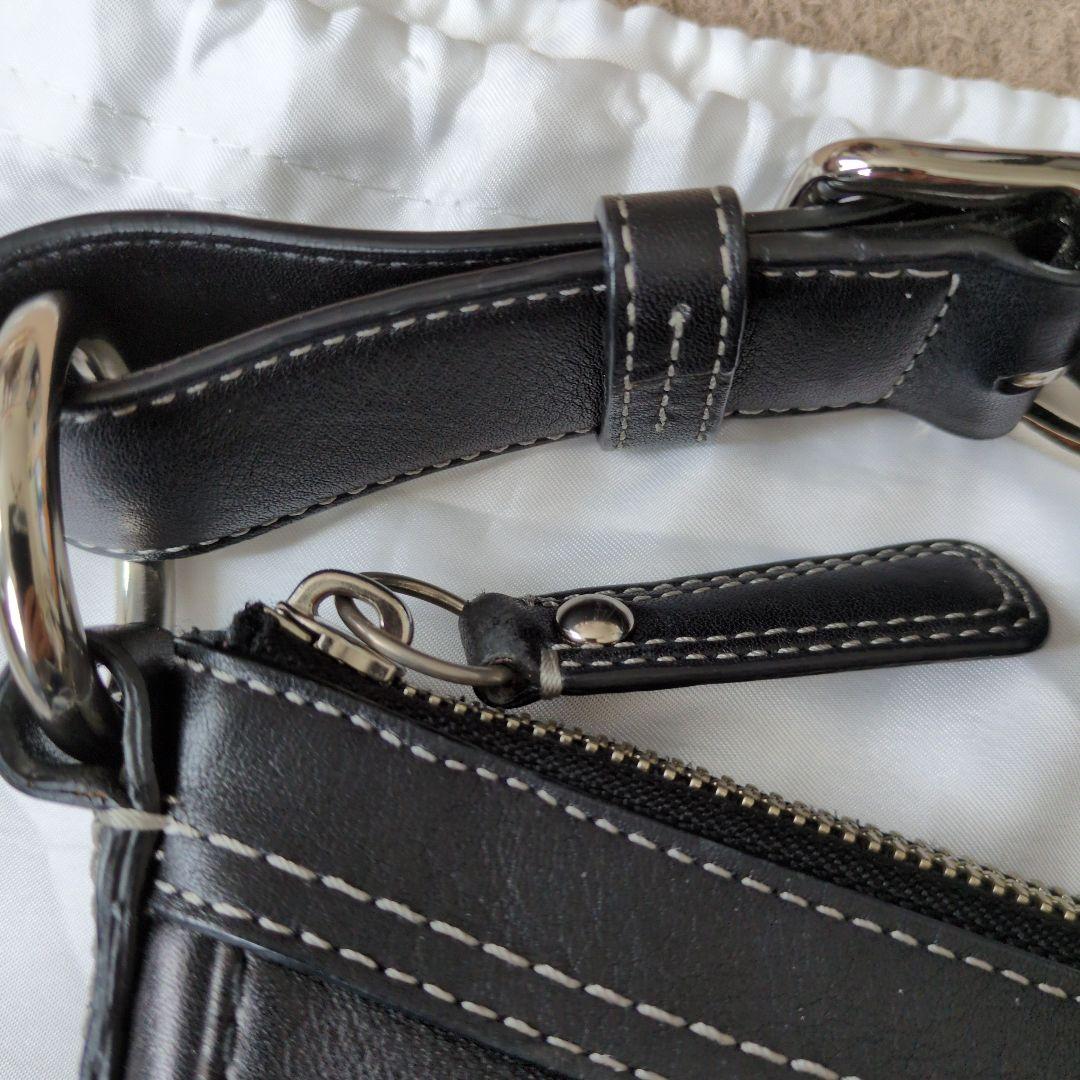 お値下げ、美品、COACH ブラックレザー ショルダーバッグ
